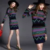 Autumn Winter Knitted Short Skirt Two Piece outfits Women Pullovers Sweaters Long Sleeves Waved Pattern Black Women's Sets 937J 210420