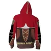 Genshin Impacto Amber Klee Cosplay Cosplay Moletom Impressão Suéter Paimon Qin Venti Adulto Casual Pullover Zip Up Revestimento Y0901