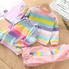 Clothing Sets Children Spring Autumn Toddler Girl Clothes Rainbow Sweater Pants 2PCS Outfit Kids Sport Suit For Girls