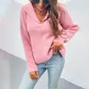 Camisolas femininas Hirigin Fashion Fashion 2022 Soft One Tamanho Jumper Logo Fit Woman Pullous Turndown Collar Slave Longs Bege Ladies