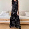 Plaża Styl O Neck Długa Dress Dot Bez Rękawów Dla Kobiet Letnia Odzież Vintage Plus Size Es Robe Femme 13843 210508