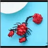 Broches, bijoux livraison directe 2021 WuliBaby luxe Rose Scorpion broches femmes grand émail rouge abstrait Art insectes mariages fête bureau Broo