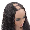 UPart Wigs for Black Women Human Hair Brazilian Deep Curly Glueless Full Head Half 2x4" U Shape Wig 130% Density Natural Color(18 Inch)