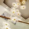 Nordique minimaliste restaurant lotus feuille pendentifs lampe salon vill grande hauteur duplex pendentif éclairage escaliers décor à la maison lumières