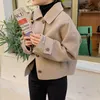 Kadın Yün Karışımları 21genayooa Kore Tarzı Ceket Kadın Yün Uzun Kollu Palto Kapak Yaka Bayanlar Ceket Haki Sonbahar Kış