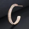 Hoop & Huggie Fashion C Shape Earrings Dubai Type Cubic Zirconia Inlaid Jewelry Boucle D'oreille Femme Aretes De Mujer