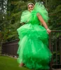 Colorful 2021 Lush Green Tulle Prom Dresses Ruffles Tiered Long Split Evening Gowns Party Dress To Birthday Plus Size