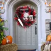 Kapı Asma Korkunç Palyaço Çelenk Bıçak ve Poster Ön Cadılar Bayramı Kapı Yuvarlak Açık Döküm Dikey İşaret Güzel Q0812