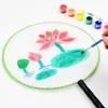 Party Favor 24cm DIY Blank White Silk Hand Fans Student Children Handmålning Fine Art Programs Chinese Palace Round Fan RRA115904831509