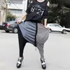 [EAM] Wysokiej elastycznej talii Kontrast Color Striped Cross Spodnie Nowe Luźne Fit Spodnie Kobiet Moda Tide Wiosna Jesień 2021 1DD2316 q0801