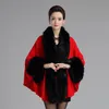 Lenços quentes outwear capa vermelho preto branco outono inverno grande manto solto grande casaco de pele poncho208u