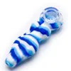 Silicone Smoking Hand Pipe with Glass Bowl 102mm Length Portable for Dry Herb Dab Oil Rig