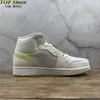 With box 1 Mid SE Voltage Yellow man women basketball shoes authentic athlete jumpman 1s genuine leather outdoor sport sneakers size 7-12