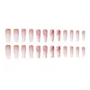 False Nails 24PCS / SET NUGY Градиент Поддельный золотой фольгой Клей Тип Съемный длинный абзац Модный маникюр Полностью покрыл украшение ногтей