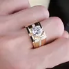 Anillo clásico de alto carbono para hombre, anillo de boda dominante chapado en oro de imitación, anillos al por mayor para regalo de hombre X0715