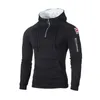 Män hoodies tröjor mode blixtlås lång ärm huva hoodie manlig casual hoody outwear hip hop streetwear solid pullover röd 220215