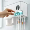 GESE Magnetic Adsorption Inverted set Toothbrush Holder Automatic Toothpaste Squeezer Dispenser Storage Rack Bathroom Accessories