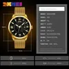 SKMEI Business Mens Klockor Toppmärke Luxury Watch Män Guld Rostfritt stålband Quartz Armbandsur Relogio Masculino 9166 Q0524