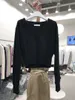 Nomikuma Korea Solidna wysoka talia krótka bluza z długim rękawem V-Neck Slim Crop Top Hoodie Jesień Kobiety Jumper 6C858 210427