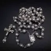 Collier Chapelet Perles D 'Eau Douce Naturelles Collier Bijoux Croix Catholique Haut Gamme