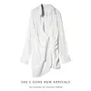 Deat Summerのターンダウンカラーフル女性の服非対称の袖ドビーホワイトドレス女性vestido WB52300 210707