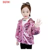 Filles lumineux lettre manteau printemps coréen mode enfants veste à capuche et automne jeunesse coupe-vent haut pour fille 211204
