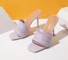 Тапочки квадратный носок женские тапочки обувь летние мулы сандалии мульти узел сексуальный высокий каблук слайды дамы rome женщины 42