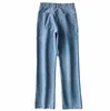 Wiosna Vintage Wysoka Talia Szeroka Noga Micro Flare Jeans Kobiety Chłopak Denim Spodnie Ulica Luźne Długie Spodnie 210429