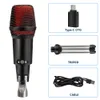 Microfone CardioID do Tipo-C USB com LED para gravação de instrumentos de vídeo Andriodios PC Mic para o Karaoke Mobile Voice sobre o zoom