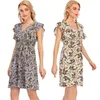 Sexy Boho Women Summer Dress Knee Length Floral Print Sleeveless Sundress Tunic Beach Party Sun Midi Female 210421