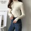 Frauen Herbst Langarm Pullover Koreanische Kleidung Halbkragen Bodenbildung Pullover Slim-Fit Solide Weibliche 10605 210508