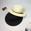 Nya kvinnliga sombreros kvinnor sommar hatt klassisk svart bälte panama sunhats jazz hatt strand hattar för kvinnor chapeau de paile femme g220301