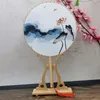 Chinese Style Party Favor Round Fan with Wooden Handle Portable Printed Vintage Fans Dance Wedding Favors