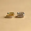 Stud 100% 925 Sterling Silver Earring Clip op Mini Hoops Square Cubic Zirconia CZ voor Dames