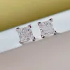 Princess cut 7mm Topaz Diamond Stud Earring 100 Real 925 sterling silver Jewelry Promise Wedding Earrings for Women Men8957507