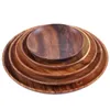 シンプルな木製の食器プレートラウンドフルーツトレイウッドディナーデザートスナック皿プレート15cm 20cm