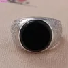 Cluster Rings Bocai 925 Sterling Silver Ring for Men High End Luxury Bright Diamond Inlaid Black Agate Middle East Men039s Thai5878961