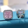 Stud Gica 925 Srebrne 7 7 mm różowe żółte kolczyki z wysokim węglowym diamentem dla kobiet Bringling Wedding Fine Jewelry Gift222s