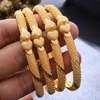 4pcs / lot dubai hjärta bröllop guldfärg armband för kvinnor flickor brud etiopiska armband Afrika Bangles arabiska smycken guld charm Q0720