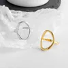 Annenjery Minimalistische onregelmatige holle ellips goud zilverkleur geometrische ring voor vrouwen open ringen S-R711