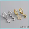 Hie biżuteria Kolczyki księżycowe S925 Sterling Sier Cyrron-Diamond Construt Ear Buckle Geometryczne dla kobiet mężczyzn biżuteria Aessories Prezenty Hoop