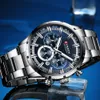 ステンレススチール製のトップブランドの高級スポーツクロノグラフクォーツ腕時計の男性Relogio Masculinoのメンズファッション時計