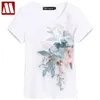 2021 T-shirt Femme à la mode et élégante T-shirt à fleurs en trois dimensions Broderie en perles T-shirt T-shirt en coton à manches courtes 5XL
