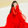 Yosimi Red Szyfonowe Długie Kobiety Dress Summer V-Neck Fit and Flare Backless Maxi Długość Długość Suknie 210604