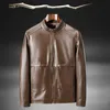 Men's Jackets TFETTERS Men Jacket 2021 Leather Spring Autumn Thin Stand Collar Zipper Casual For Clothing