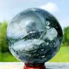 Dekorativa föremål Figurer Naturliga Moss Agate Sphere Crystal Quartz Rock Mineral Reiki Healing222U