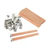 Escova de dentes elétricos inteligentes 50 pcs Wood Vandle Wicks Wick Natural com suporte de ferro Ambiental para fazer e festa de artesanato DIY