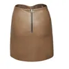 High Waist Half-body Coffee Big Size Bow Above Knee PU Leather Skirt Women Fashion Tide Spring Autumn GX322 210421