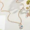 2021 Vintage Etnische Ronde Turkije Boze Oog Ketting Voor Vrouwen Goud Zilver Kleur Blauw Oog Hanger Choker Sleutelbeen Ketting Turkse Sieraden