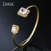 Zakol Luxury Requintado Retângulo Micro Pave Cz Zircônia Cristal Bangles para Mulheres Fashion Party Jewelry FSBP2163 Q0719